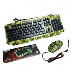 Imagem de Kit Teclado E Mouse Com Fio E Led Camuflado Verde Xtrad Hk-8400