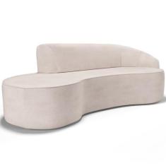 Imagem de Sofá 3 Lugares Curvo Sala de Estar Living Firenze Direito D02 Linho Cru 210 cm D-461 - Lyam