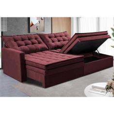 Imagem de Sofá Sem Caixa Retrátil Baú 2,00m Cama Inbox Secret Suede Velusoft Vinho