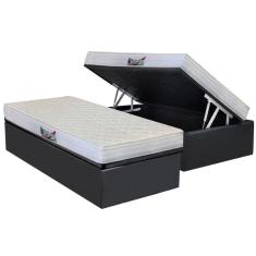 Imagem de Cama Box Baú Solteiro: Colchão Anatômico Herval D28 / AG65 Frontier + Base CRC Suede Gray(88x188)