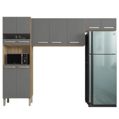 Imagem de Armário De Cozinha Compacta 251cm Louis K02 Freijó/Gris - Mpozenato