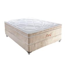 Imagem de Cama Box Casal Royale com Colchão Casal Molas Ensacadas Bege e Branca