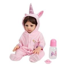 Imagem de Boneca Bebe Reborn Realista Corpo Todo De Silicone Pode Dar Banho - Bz