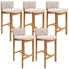 Imagem de Kit 05 Banquetas Alta Para Cozinha Sala de Jantar Bar Dara L02 Suede B