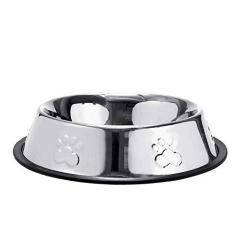 Imagem de Comedouro Inox Patas Alto Relevo 240ml para Cães e Gatos Filhotes
