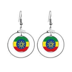 Imagem de Listras com bandeira da Etiópia e giz de cera, brincos pendentes, joias, círculo de gota