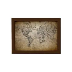 Imagem de Quadro Vintage Mapa Mundi Antigo Moldura Marrom 33x43cm