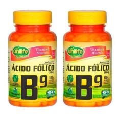 Imagem de Kit 2 Vitamina B9 (Ácido Fólico) - 60 Cápsulas - Unilife
