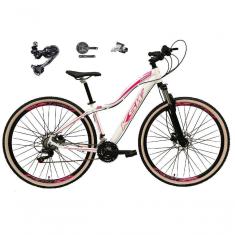 Imagem de Bicicleta Feminina Aro 29 Ksw Mwza Câmbio Deore E Altus 27v Hidráulico Garfo Trava Pneu Faixa Bege - Branco/rosa Tam.15