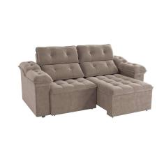 Imagem de sofá 4 lugares retrátil e reclinável sierra molas veludo cinza claro 265 cm