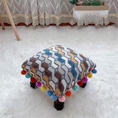 Imagem de Banquetas xadrez acolchoadas/Banquinho pequeno retrô americano/Banquinho pequeno para sala de estar sofá otomano/Banquinho étnico para lanches de vento - 30 cm30 cm22 cm Atualização