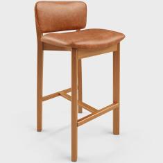 Imagem de Banqueta Alta Para Cozinha Sala de Jantar Bar Dara L02 Couríssimo Camel - Lyam Decor