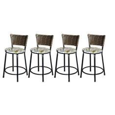 Imagem de Jogo 4 Banqueta Baixa Para Cozinha Ratan Cappuccino Preta Est