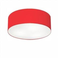 Imagem de Plafon Cilíndrico Md-3014 Tecido 50x15cm Bivolt Vermelho