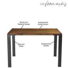Imagem de Mesa Sala de Jantar Quadrada 80cm Madeira Maciça Brown
