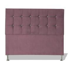 Imagem de Cabeceira De Cama Box Cristal Casal 140 Cm Botão Strass Suede Rosê Eli Móveis