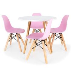 Imagem de Mesa Infantil 60cm Branca + 4 Cadeiras Eiffel - G&G Decor