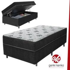 Imagem de Cama Solteiro Box Baú Conjugada Com Mola Poliester - Genki Kenko
