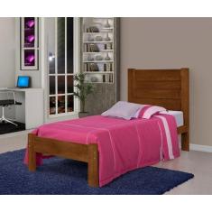 Imagem de Cama De Solteiro Lara De Madeira Maciça Pinus - Cor Castanho - Santa R