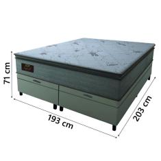 Imagem de Cama Box Baú Casal King Colchão Molas Ensacadas Pillow Top Napoli 193x203x68cm Bege Gazin