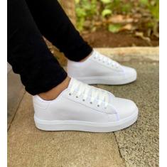 Imagem de Tênis Feminino Casual Confortável Leve Branco Preto - Genérico, Branco