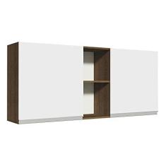 Imagem de Armário Aéreo Madesa Glamy 150 cm 2 Portas e 2 Nichos - Rustic/branco