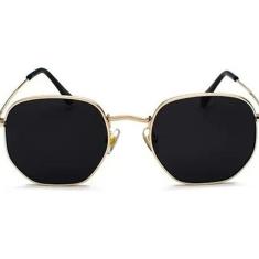 Imagem de Óculos Hexagonal Unissex Ótima Qualidade Lente Preta