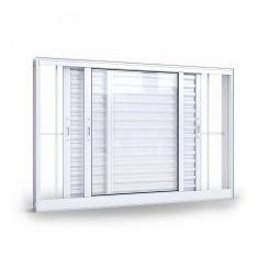 Imagem de Janela de Alumínio Veneziana 100x120cm 3 Folhas com Grade Lucasa Alumínios Branco