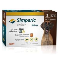 Imagem de Simparic antipulgas para Cães de 40,1 a 60Kg - 120mg - cx com 3 compr 