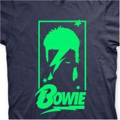 Imagem de Camiseta David Bowie Marinho e Verde em Silk 100% Algodão