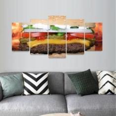 Imagem de Quadro Mosaico Para Lanchonetes Hamburguer Lanches 5 Peças