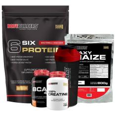 Imagem de Kit Six Protein 2kg + BCAA 100g + Creatine 100g + Waxy Maize 800g + Coqueteleira - Bodybuilders-Unissex