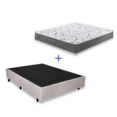 Imagem de Cama Box Casal Areia Resistente e Reforçada com Colchão Molas Ensacada