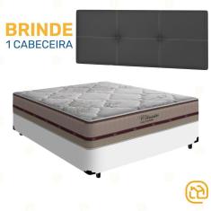 Imagem de Cama Box + Cabeceira Painel Iris e Colchão Casal - Classic Molas Ensacadas 138cm