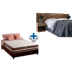 Imagem de Cama Box Casal CRC + Colchão Molas Classic + Cabeceira Plus Atacama-Jatobá