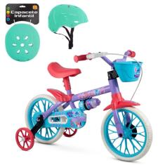 Imagem de Bicicleta Nathor Aro 12 Stitch c/ Rodinhas Disney e Capacete
