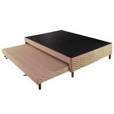 Imagem de Cama Box Base c/Auxiliar Universal Casal Sommier Rústico Bordado Clean