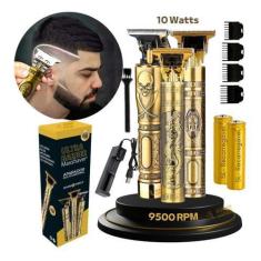 Imagem de Máquina De Barbear Profissional Aparador Dourada Bivolt  - Lamina De T
