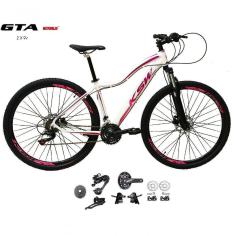 Imagem de Bicicleta Aro 29 Ksw Mwza Feminina Kit 2x9 Sunrun Disco K7 11/36 Pedivela 24/38d Com Trava - Branco/pink/violeta Tam.15