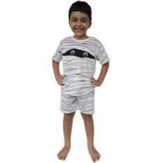 Imagem de Conjunto Infantil Temático Fantasia Múmia Com Camiseta e Short - Calup