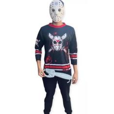 Imagem de Fantasia Roupa Camiseta Jason Adulto com Máscara E Motoserra - SGB Mod