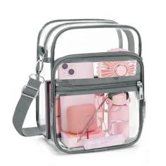 Imagem de Blvornl Bolsa transversal transparente com alça de ombro ajustável, bolsa transparente de PVC aprovada pelo estádio, bolsa carteiro transparente