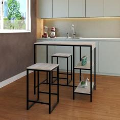 Imagem de Mesa Bistrô 100cm 2 Banquetas Active Yescasa Snow/Preta