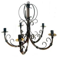 Imagem de Lustre De Ferro Artesanal Para Sala Moderna Verniz 5 Bocais Rustico