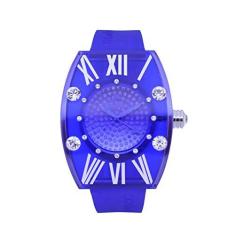 Imagem de Gallucci Relógio feminino em forma de barril com cristal Swarovski colorido com pulseira de plástico de quartzo, 