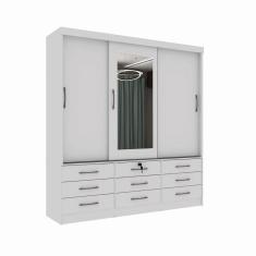 Imagem de Guarda Roupa Chicago 3 Portas 9 Gavetas Com Espelho branco