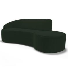 Imagem de Sofá Living  3 Lugares 210cm Braço Esquerdo Mozart D06 Veludo Verde -