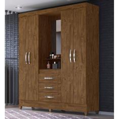 Imagem de Guarda Roupa Moval Solteiro Capri Castanho Com Espelho