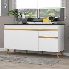 Imagem de Balcão Cozinha Gabinete Pia 150 Cm 3 Portas Gw Mp3740 Branco