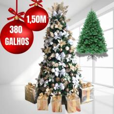 Imagem de Árvore De Natal 1,50M Cheia Gorda Base Metal 380 Galhos Luxo